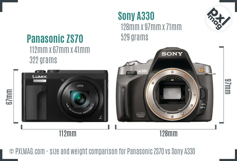 Panasonic ZS70 vs Sony A330 size comparison Panasonic ZS70 vs Sony A330 size comparison