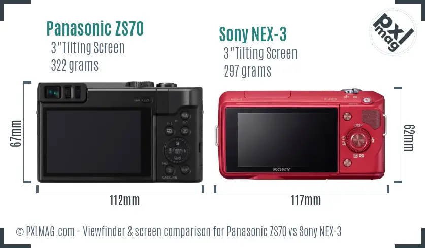 Panasonic ZS70 vs Sony NEX-3 Screen and Viewfinder comparison Panasonic ZS70 vs Sony NEX-3 Screen and Viewfinder comparison