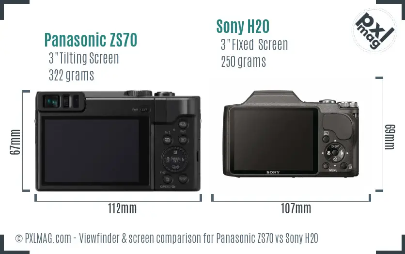 Panasonic ZS70 vs Sony H20 Screen and Viewfinder comparison
