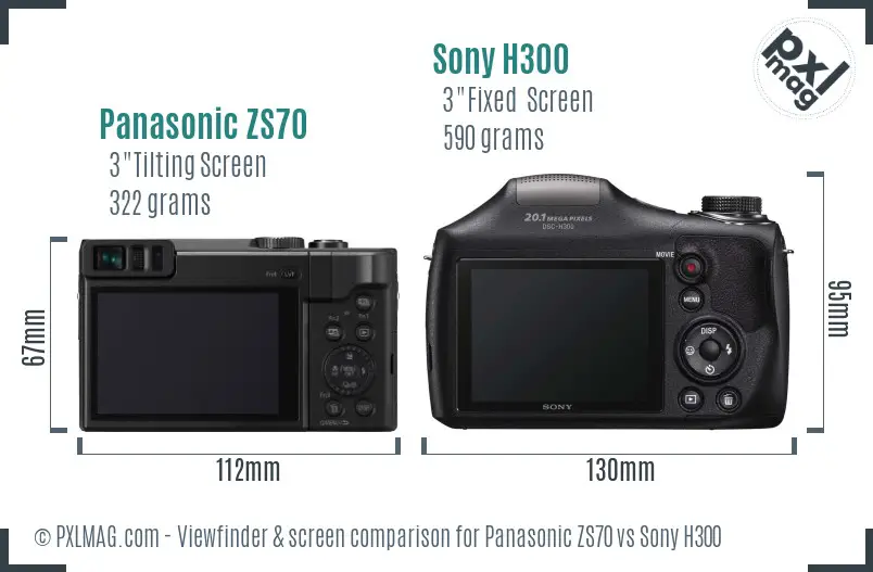 Panasonic ZS70 vs Sony H300 Screen and Viewfinder comparison