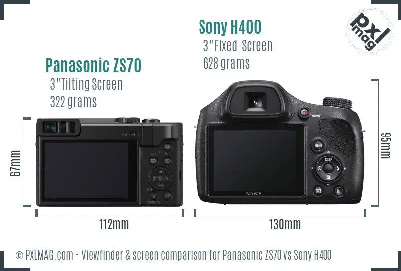 Panasonic ZS70 vs Sony H400 Screen and Viewfinder comparison