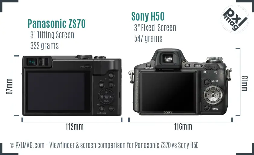 Panasonic ZS70 vs Sony H50 Screen and Viewfinder comparison