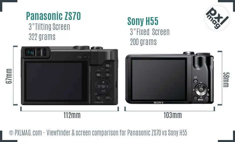 Panasonic ZS70 vs Sony H55 Screen and Viewfinder comparison