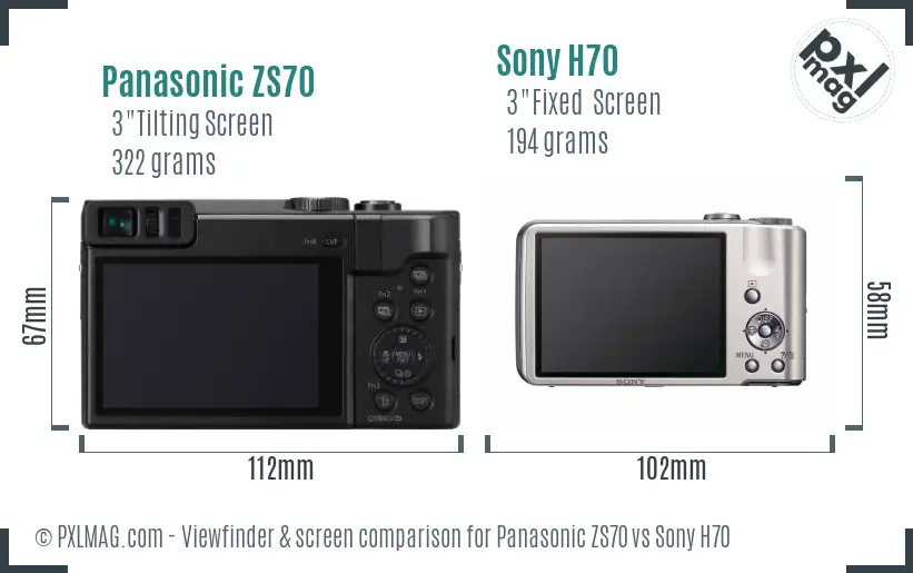 Panasonic ZS70 vs Sony H70 Screen and Viewfinder comparison