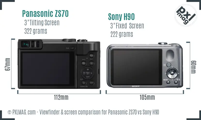 Panasonic ZS70 vs Sony H90 Screen and Viewfinder comparison