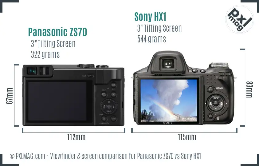 Panasonic ZS70 vs Sony HX1 Screen and Viewfinder comparison