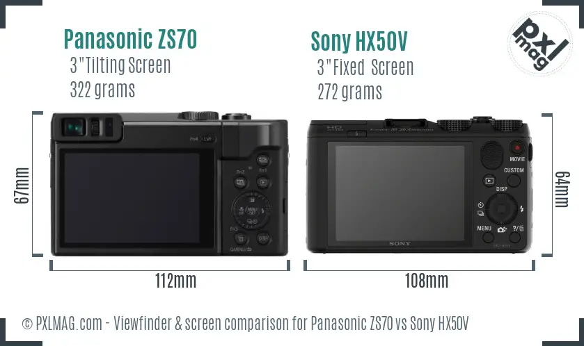 Panasonic ZS70 vs Sony HX50V Screen and Viewfinder comparison