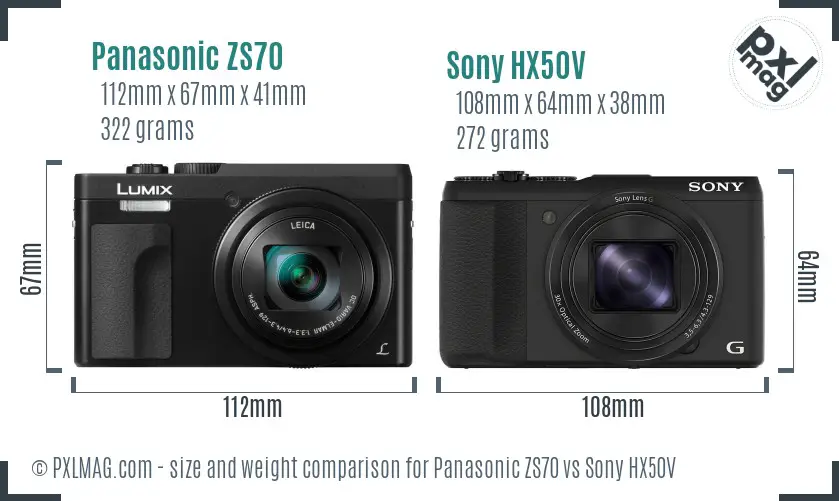Panasonic ZS70 vs Sony HX50V size comparison