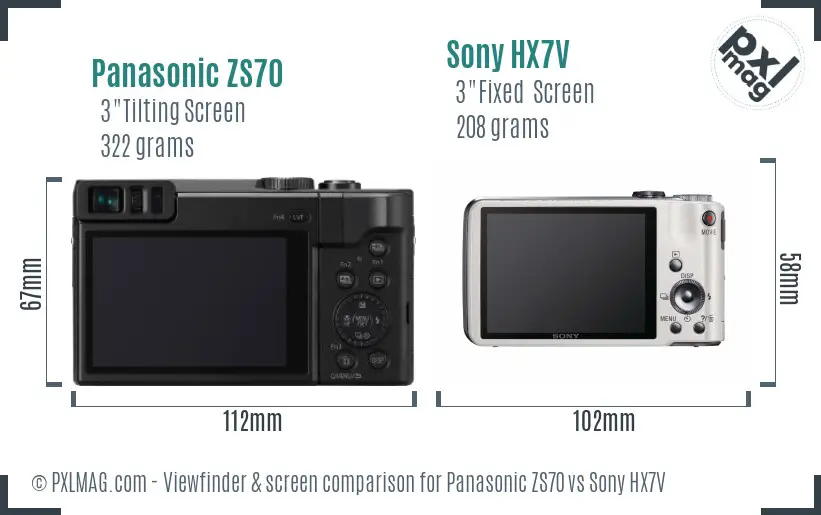 Panasonic ZS70 vs Sony HX7V Screen and Viewfinder comparison