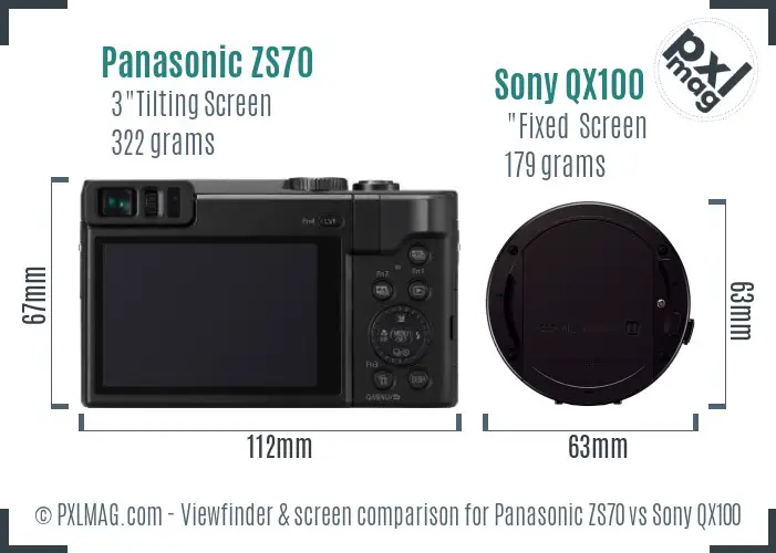 Panasonic ZS70 vs Sony QX100 Screen and Viewfinder comparison Panasonic ZS70 vs Sony QX100 Screen and Viewfinder comparison