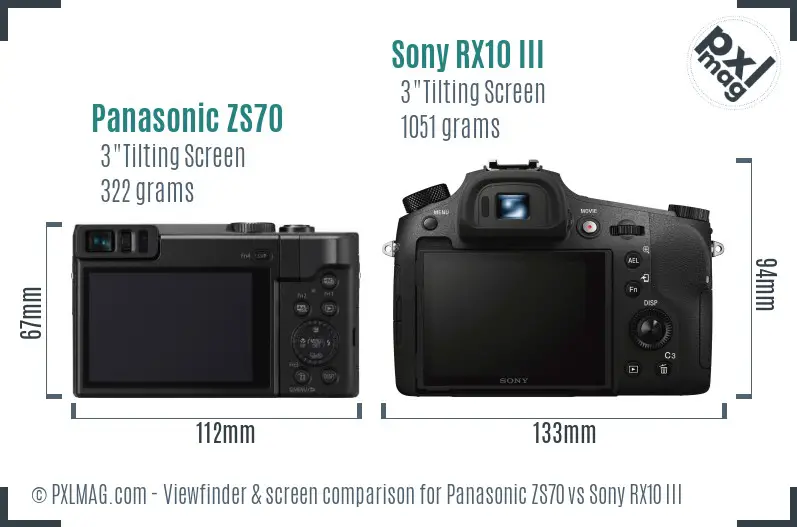 Panasonic ZS70 vs Sony RX10 III Screen and Viewfinder comparison