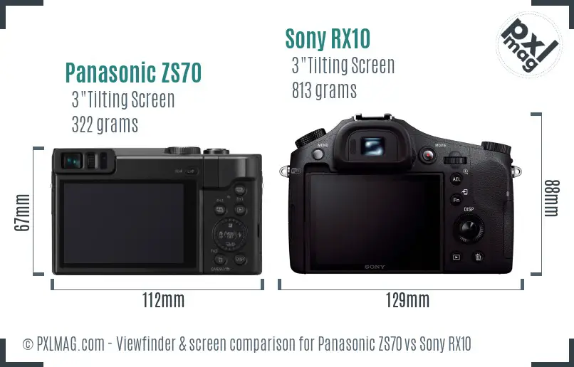 Panasonic ZS70 vs Sony RX10 Screen and Viewfinder comparison