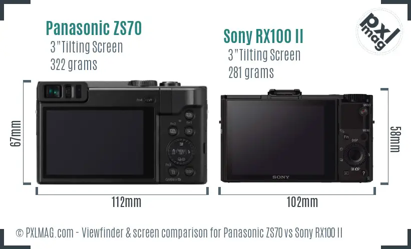 Panasonic ZS70 vs Sony RX100 II Screen and Viewfinder comparison