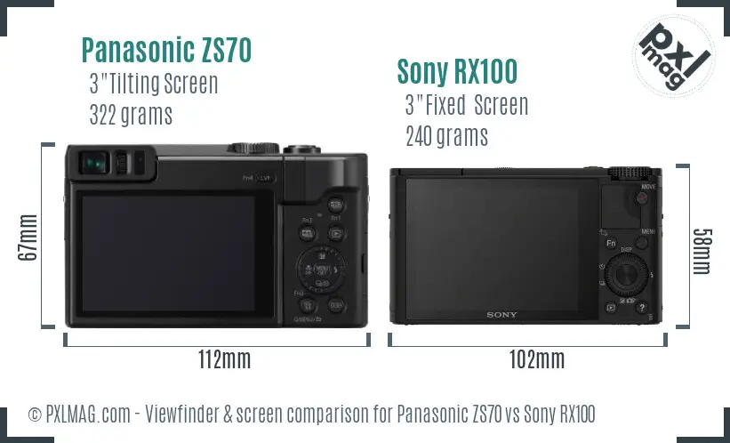 Panasonic ZS70 vs Sony RX100 Screen and Viewfinder comparison