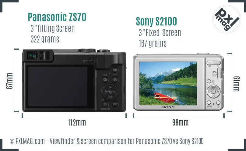 Panasonic ZS70 vs Sony S2100 Screen and Viewfinder comparison Panasonic ZS70 vs Sony S2100 Screen and Viewfinder comparison