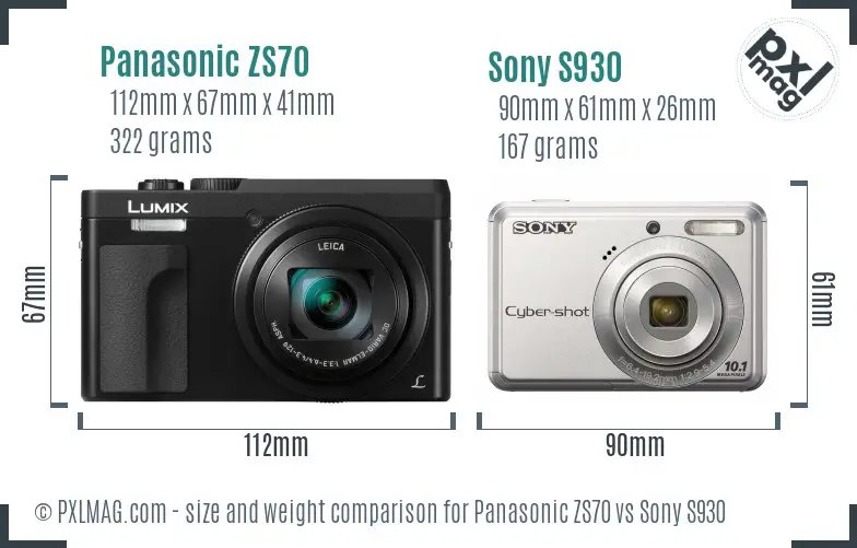 Panasonic ZS70 vs Sony S930 size comparison