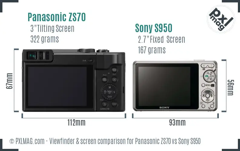 Panasonic ZS70 vs Sony S950 Screen and Viewfinder comparison Panasonic ZS70 vs Sony S950 Screen and Viewfinder comparison