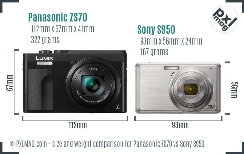 Panasonic ZS70 vs Sony S950 size comparison Panasonic ZS70 vs Sony S950 size comparison