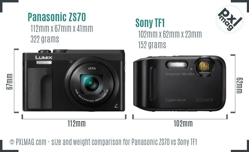 Panasonic ZS70 vs Sony TF1 size comparison Panasonic ZS70 vs Sony TF1 size comparison
