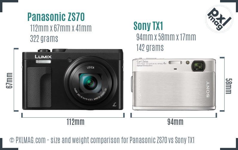 Panasonic ZS70 vs Sony TX1 size comparison Panasonic ZS70 vs Sony TX1 size comparison