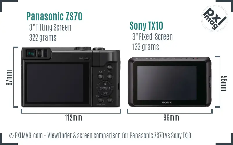 Panasonic ZS70 vs Sony TX10 Screen and Viewfinder comparison