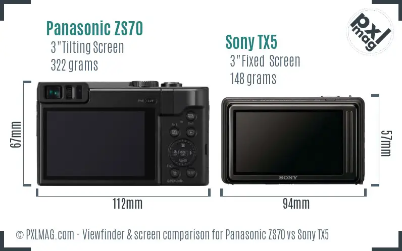 Panasonic ZS70 vs Sony TX5 Screen and Viewfinder comparison Panasonic ZS70 vs Sony TX5 Screen and Viewfinder comparison