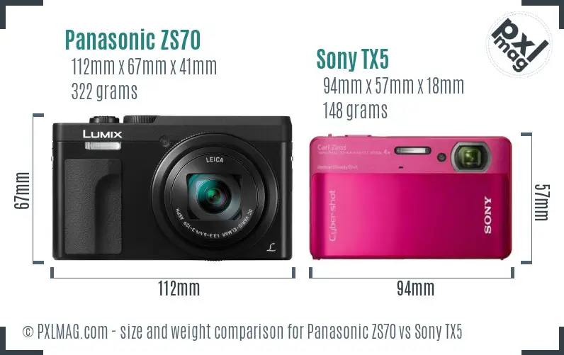 Panasonic ZS70 vs Sony TX5 size comparison Panasonic ZS70 vs Sony TX5 size comparison