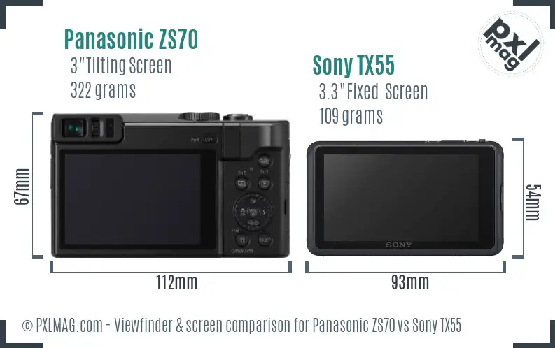 Panasonic ZS70 vs Sony TX55 Screen and Viewfinder comparison Panasonic ZS70 vs Sony TX55 Screen and Viewfinder comparison