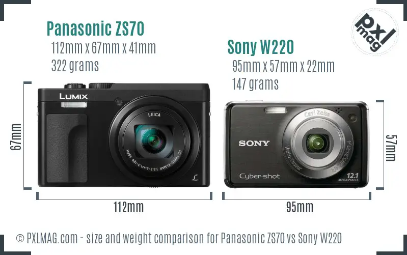 Panasonic ZS70 vs Sony W220 size comparison