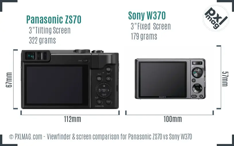 Panasonic ZS70 vs Sony W370 Screen and Viewfinder comparison Panasonic ZS70 vs Sony W370 Screen and Viewfinder comparison