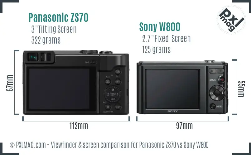 Panasonic ZS70 vs Sony W800 Screen and Viewfinder comparison