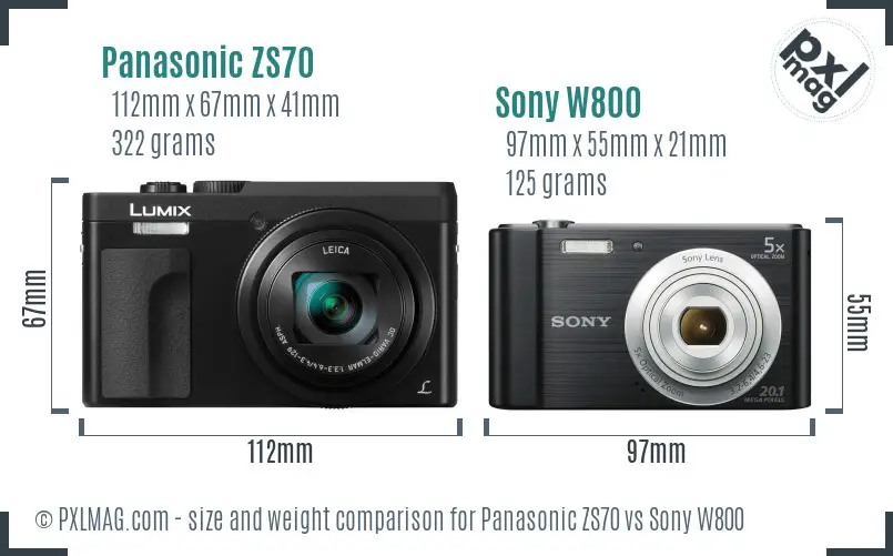 Panasonic ZS70 vs Sony W800 size comparison