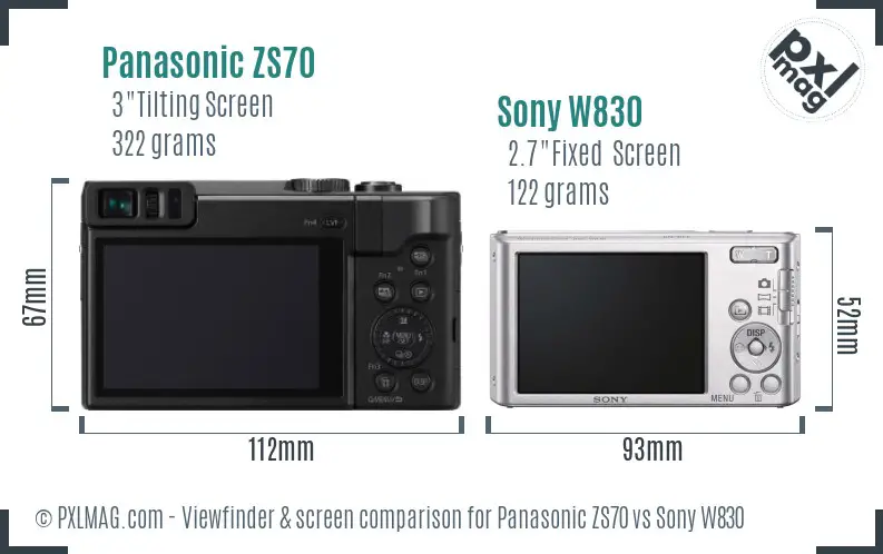 Panasonic ZS70 vs Sony W830 Screen and Viewfinder comparison Panasonic ZS70 vs Sony W830 Screen and Viewfinder comparison