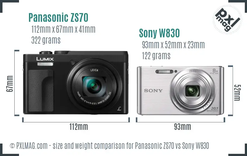 Panasonic ZS70 vs Sony W830 size comparison Panasonic ZS70 vs Sony W830 size comparison