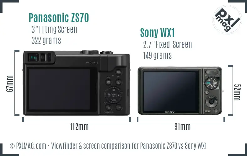 Panasonic ZS70 vs Sony WX1 Screen and Viewfinder comparison