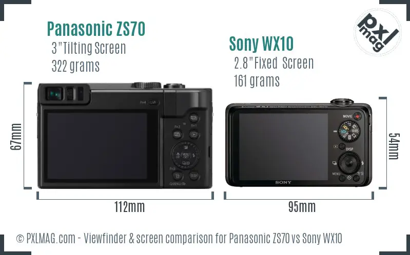 Panasonic ZS70 vs Sony WX10 Screen and Viewfinder comparison Panasonic ZS70 vs Sony WX10 Screen and Viewfinder comparison