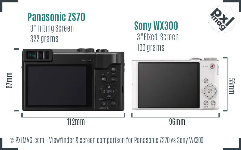 Panasonic ZS70 vs Sony WX300 Screen and Viewfinder comparison