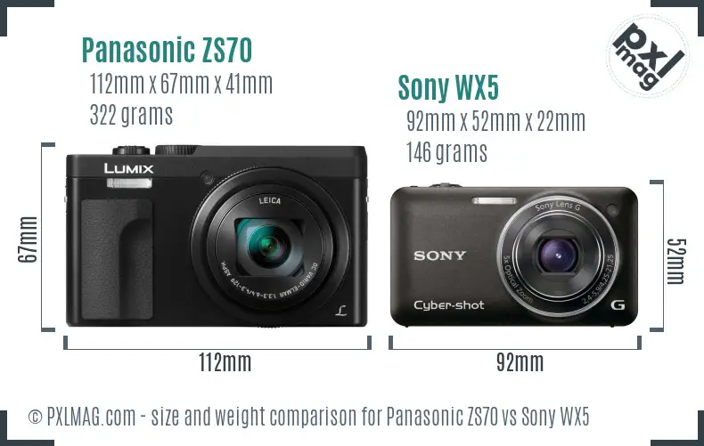 Panasonic ZS70 vs Sony WX5 size comparison