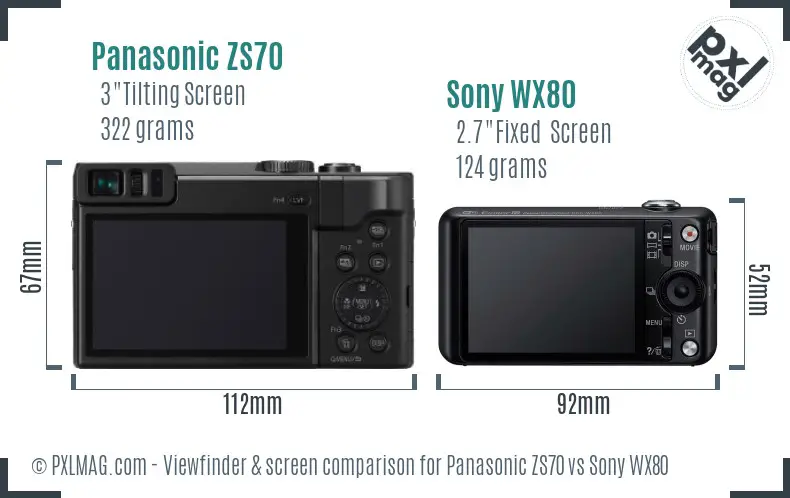 Panasonic ZS70 vs Sony WX80 Screen and Viewfinder comparison Panasonic ZS70 vs Sony WX80 Screen and Viewfinder comparison