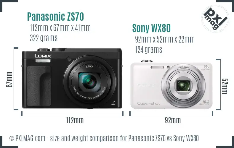 Panasonic ZS70 vs Sony WX80 size comparison Panasonic ZS70 vs Sony WX80 size comparison