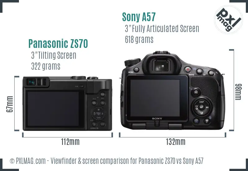 Panasonic ZS70 vs Sony A57 Screen and Viewfinder comparison Panasonic ZS70 vs Sony A57 Screen and Viewfinder comparison