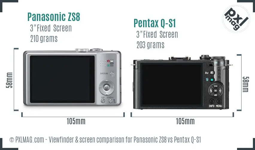 Panasonic ZS8 vs Pentax Q-S1 Screen and Viewfinder comparison