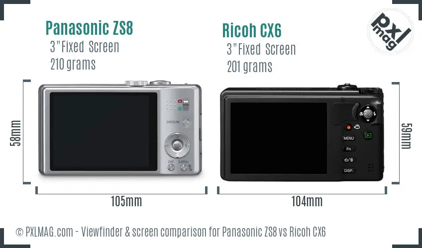 Panasonic ZS8 vs Ricoh CX6 Screen and Viewfinder comparison Panasonic ZS8 vs Ricoh CX6 Screen and Viewfinder comparison