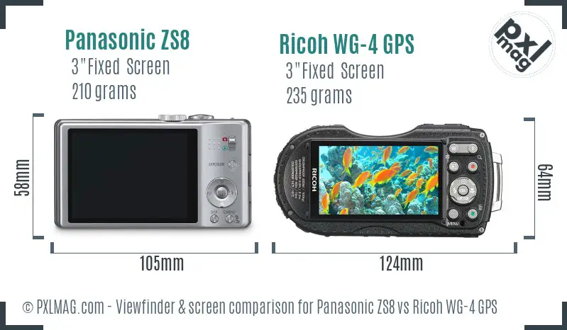 Panasonic ZS8 vs Ricoh WG-4 GPS Screen and Viewfinder comparison Panasonic ZS8 vs Ricoh WG-4 GPS Screen and Viewfinder comparison