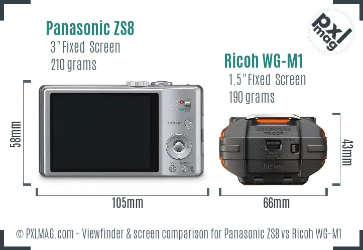 Panasonic ZS8 vs Ricoh WG-M1 Screen and Viewfinder comparison