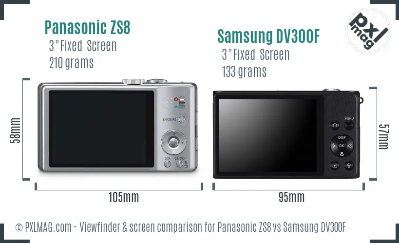 Panasonic ZS8 vs Samsung DV300F Screen and Viewfinder comparison Panasonic ZS8 vs Samsung DV300F Screen and Viewfinder comparison
