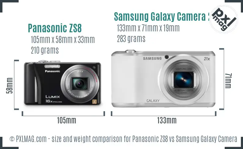 Panasonic ZS8 vs Samsung Galaxy Camera 2 size comparison