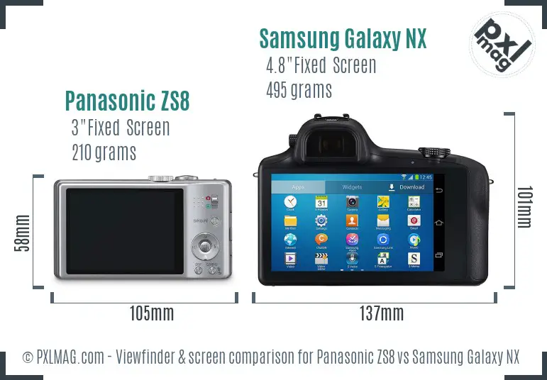 Panasonic ZS8 vs Samsung Galaxy NX Screen and Viewfinder comparison