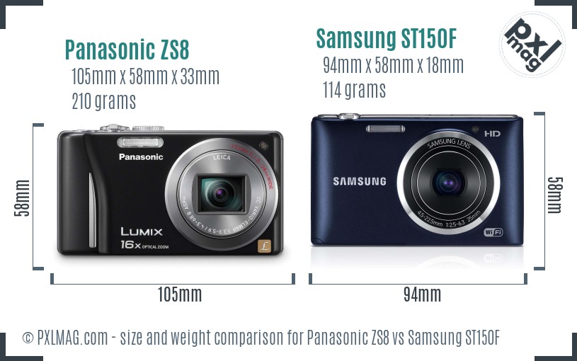 Panasonic ZS8 vs Samsung ST150F size comparison Panasonic ZS8 vs Samsung ST150F size comparison