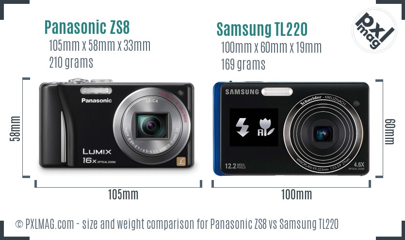Panasonic ZS8 vs Samsung TL220 size comparison Panasonic ZS8 vs Samsung TL220 size comparison